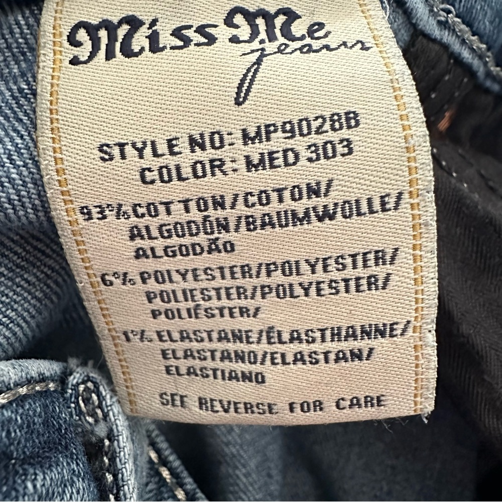MISS ME Mid Rise Bootcut Jeans 31 Fleur De Lis‎ Pockets Y2K Western Glam Denim - Picture 14 of 16